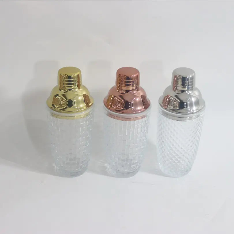 400ML Golden Glass Cocktail Shaker with Stainless Lid
