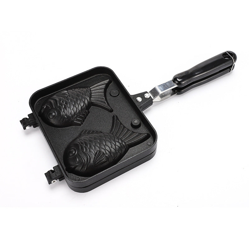 Double-Sided Non-Stick Fish-Shaped Waffle Pan ? Gas Stove & Open Flame Compatible