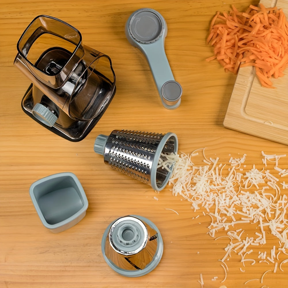 3-Blade Manual Cheese Grater - Effortless Slicing for Cheese, Vegetables, Nuts, and More with Interchangeable Blades - A Must-Have Kitchen Essential for Home Cooks and Foodies