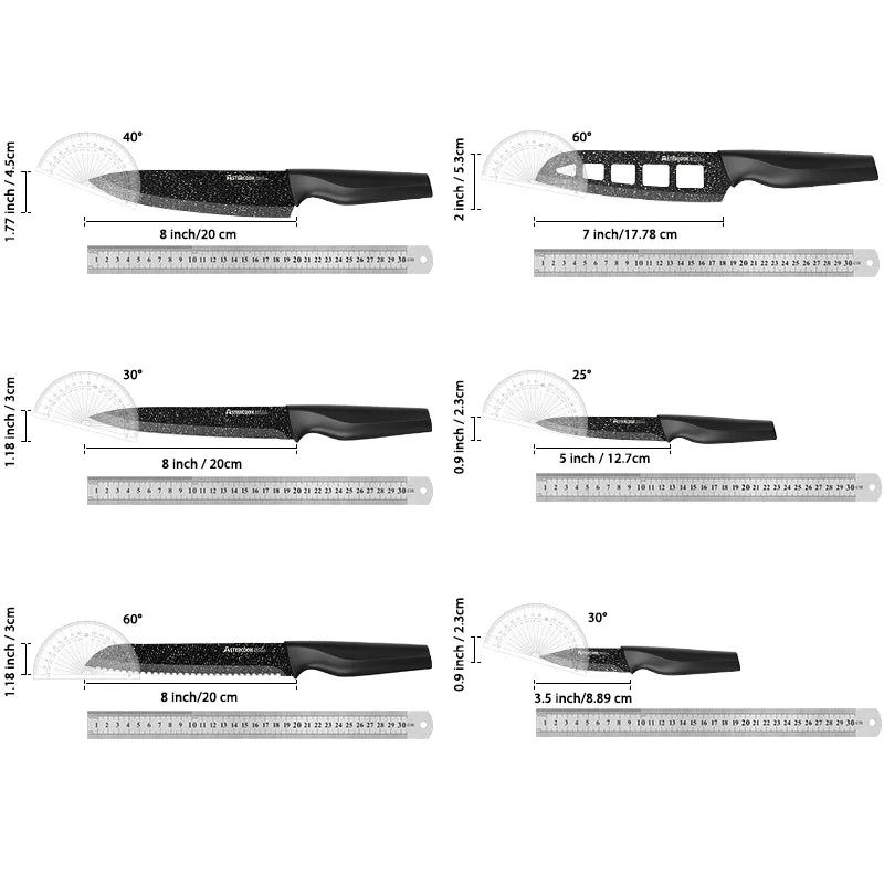 6-Piece Kitchen Knife Set with Blade Guards – German High Carbon Stainless Steel
