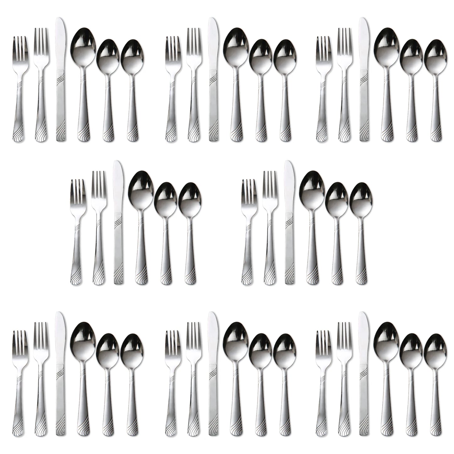 HANSMART 48Pcs Flatware Set Service for 8 Stainless Steel Knife Fork Spoon Tableware Flatware Set Kitchen Dinnerware Gift