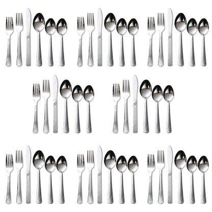 HANSMART 48Pcs Flatware Set Service for 8 Stainless Steel Knife Fork Spoon Tableware Flatware Set Kitchen Dinnerware Gift