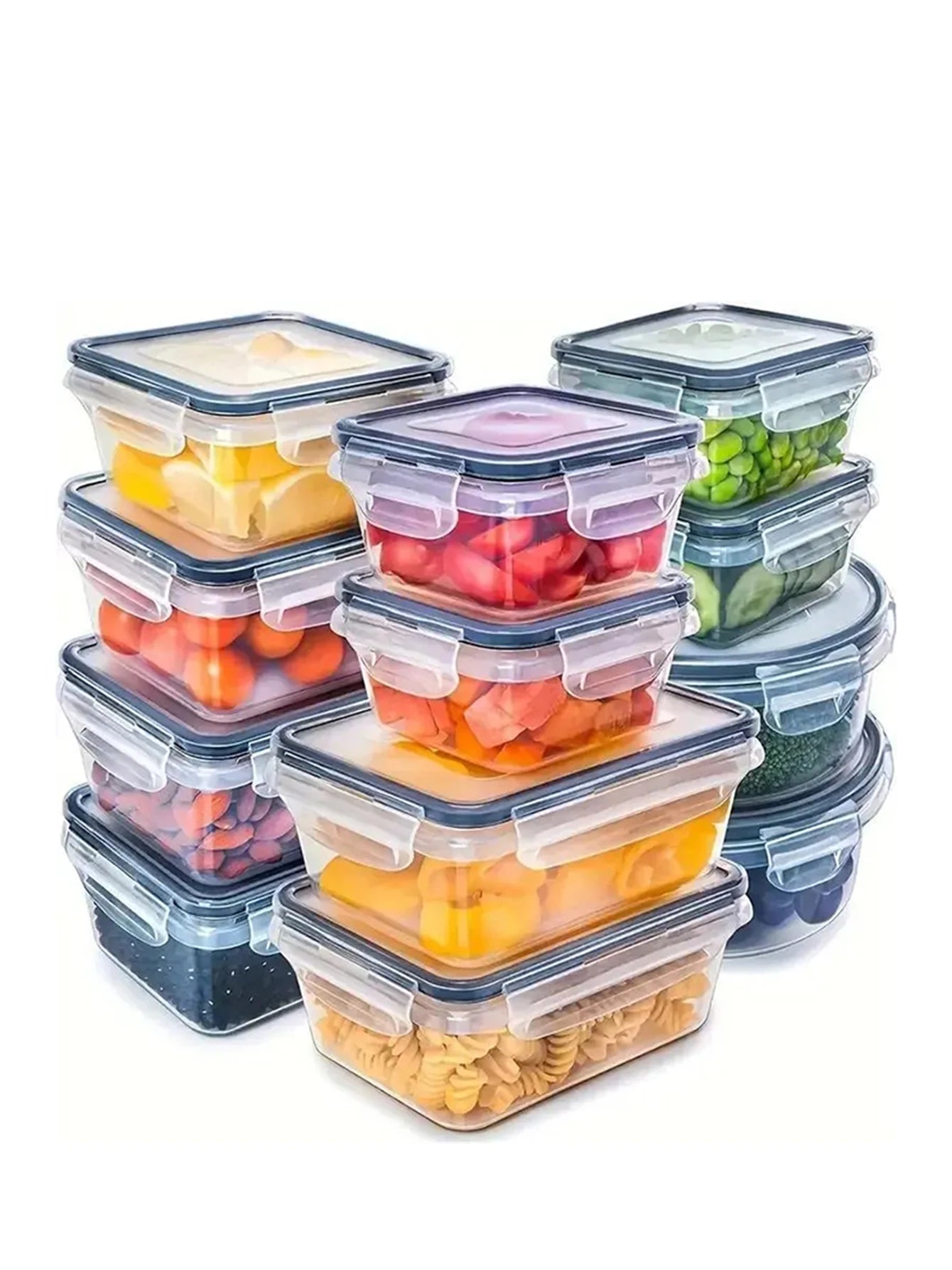24-Piece Refrigerator Food Storage Jar Set – Airtight, Microwaveable & Transparent