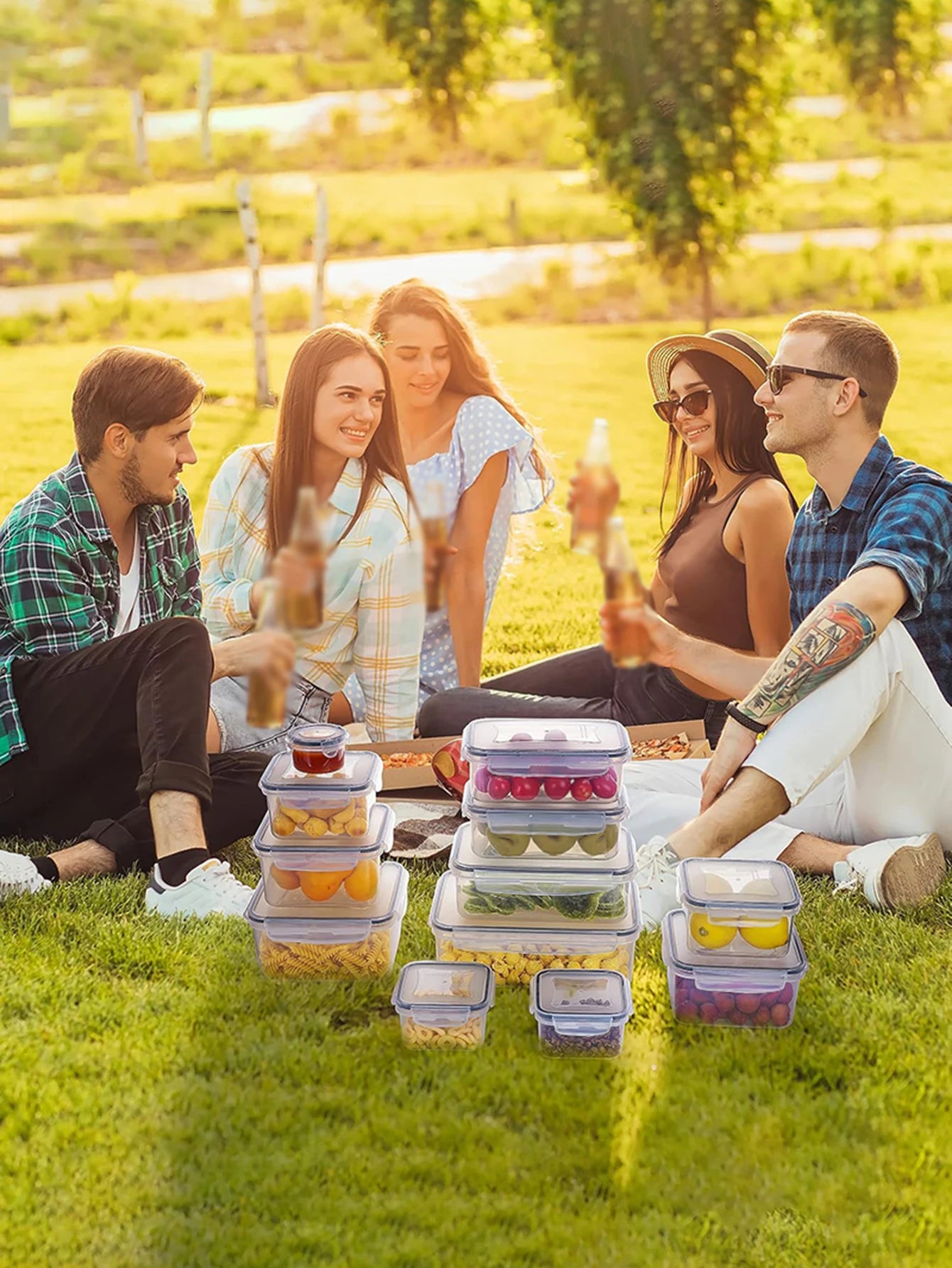 24pcs Refrigerator Sealed Jar, Microwaveable, Transparent Food Storage Container, Kitchen Organizer Box, Lunch Box