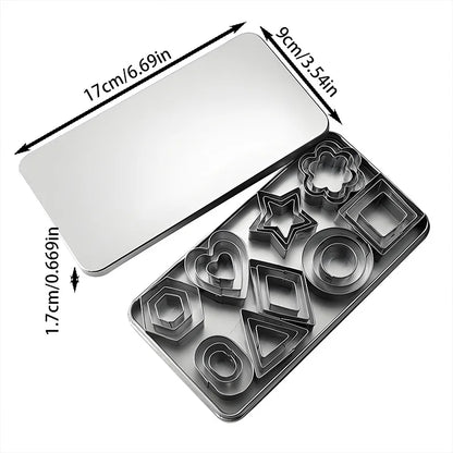 Stainless Steel Cookie Cutter Set  - Geometric Shapes for Baking, Clay Molds, Crafting, Dishwasher Safe (Circle, Square,