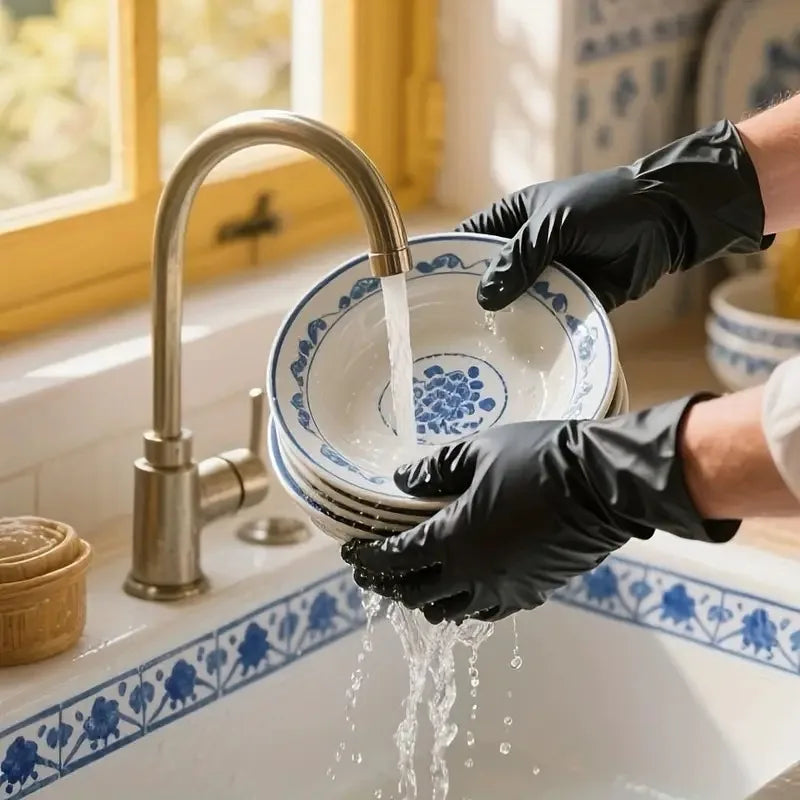 100PCS,Disposable Nitrile Black Gloves - Tear-Resistant, Durable, Ideal for Cooking, Food Handling & Dough Kneading