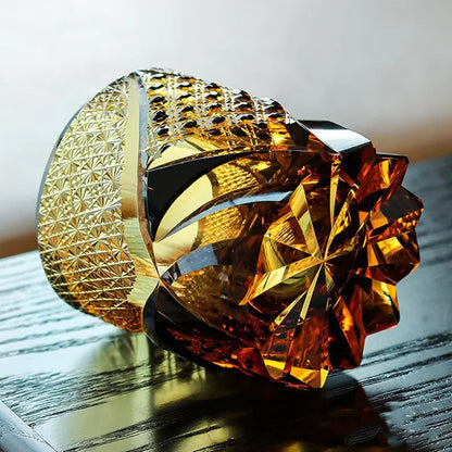 Hand Carved Crystal Whiskey Glass