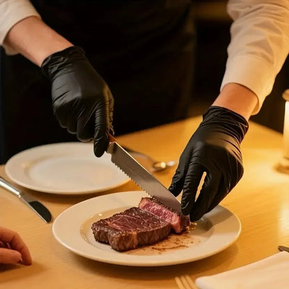 100PCS,Disposable Nitrile Black Gloves - Tear-Resistant, Durable, Ideal for Cooking, Food Handling & Dough Kneading