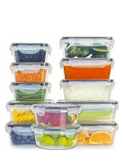 24pcs Refrigerator Sealed Jar, Microwaveable, Transparent Food Storage Container, Kitchen Organizer Box, Lunch Box