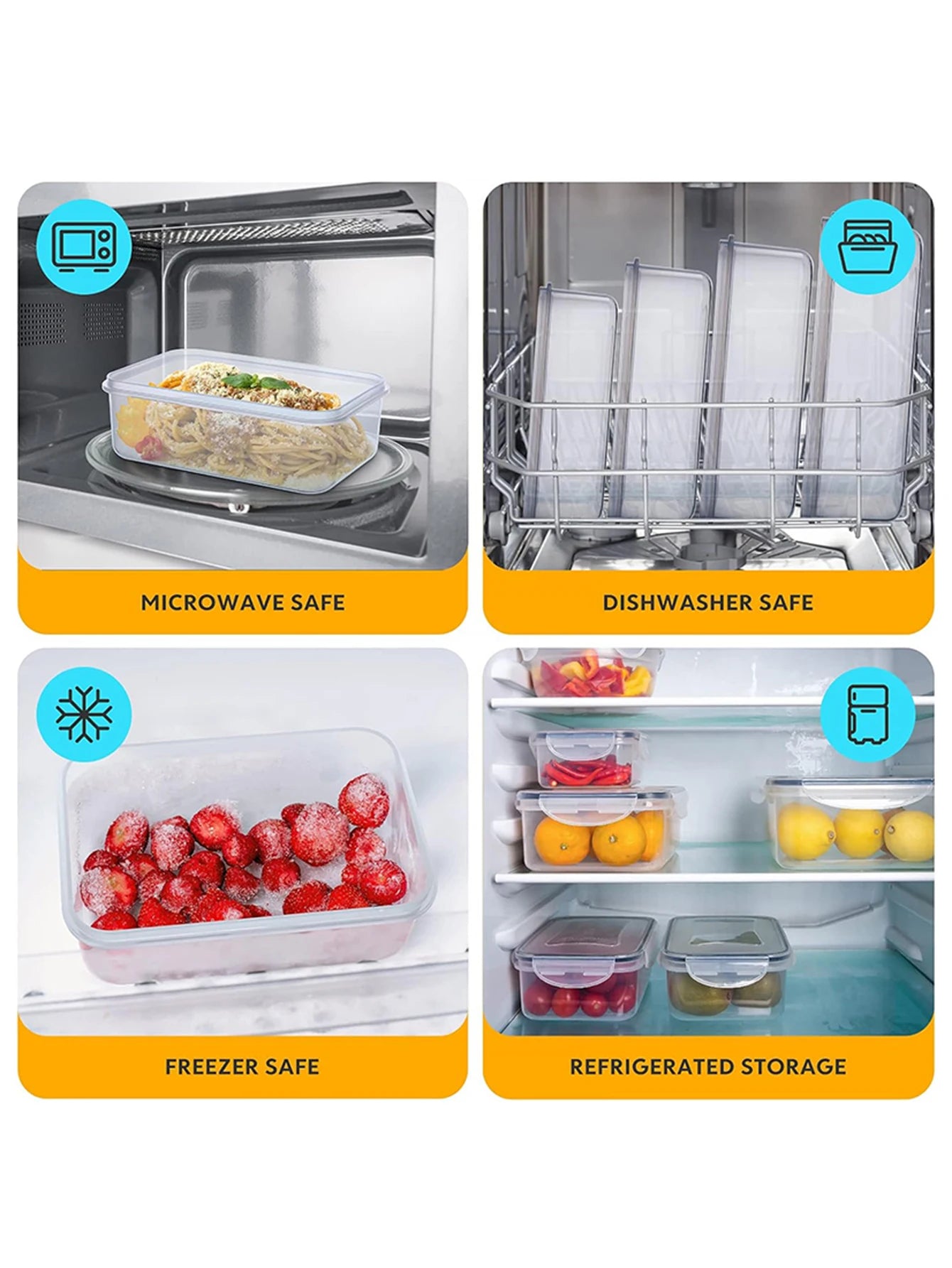 24pcs Refrigerator Sealed Jar, Microwaveable, Transparent Food Storage Container, Kitchen Organizer Box, Lunch Box