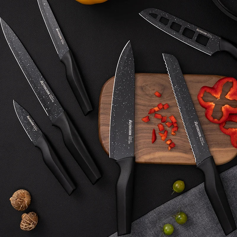 6-Piece Kitchen Knife Set with Blade Guards – German High Carbon Stainless Steel