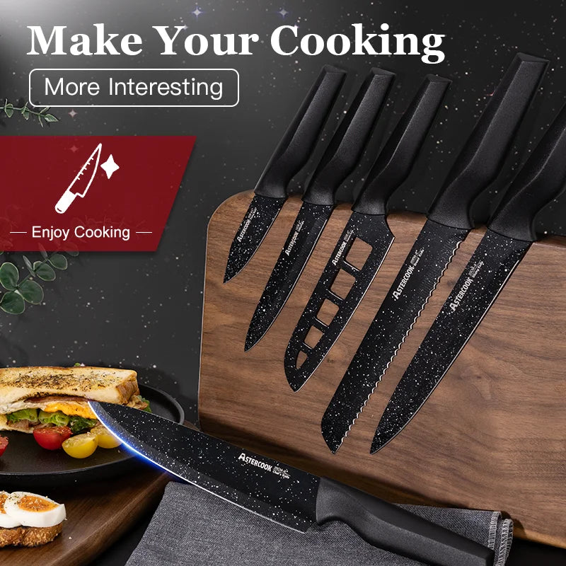 6-Piece Kitchen Knife Set with Blade Guards – German High Carbon Stainless Steel