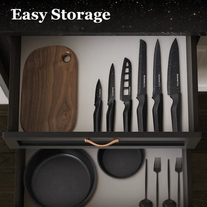 6-Piece Kitchen Knife Set with Blade Guards – German High Carbon Stainless Steel