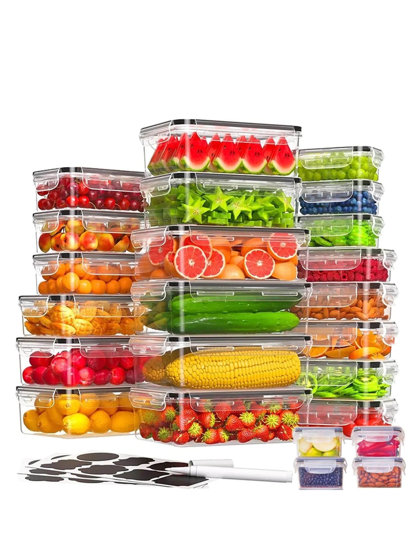24-Piece Refrigerator Food Storage Jar Set – Airtight, Microwaveable & Transparent
