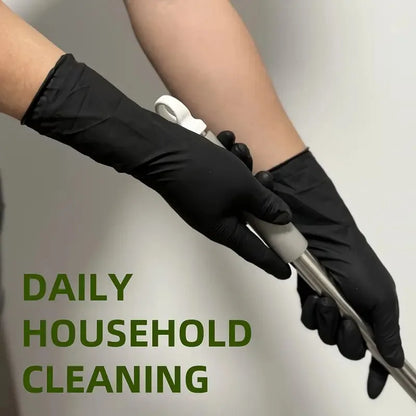 100PCS,Disposable Nitrile Black Gloves - Tear-Resistant, Durable, Ideal for Cooking, Food Handling & Dough Kneading