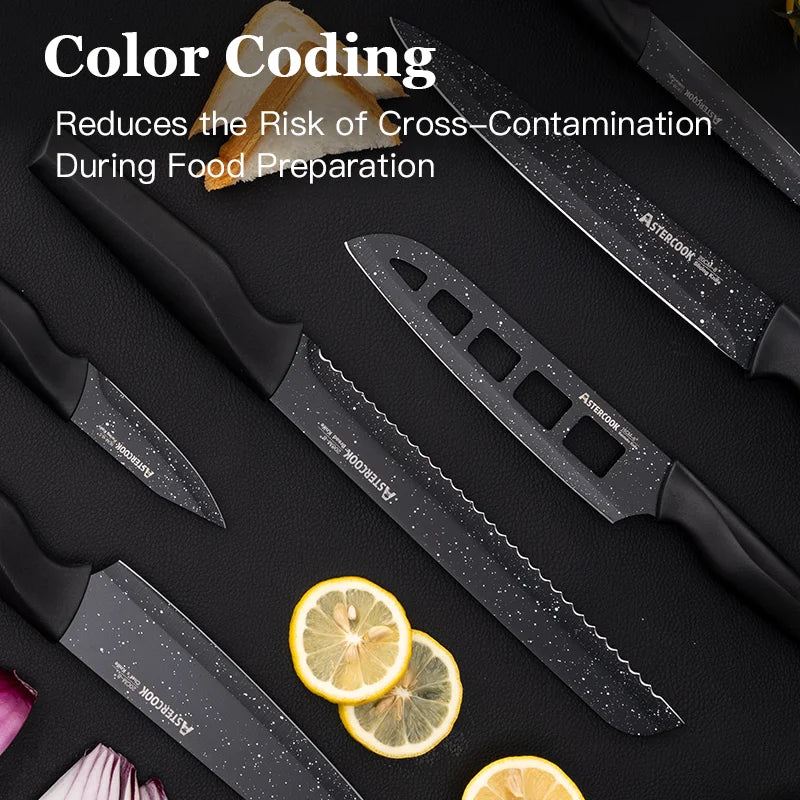 6-Piece Kitchen Knife Set with Blade Guards – German High Carbon Stainless Steel