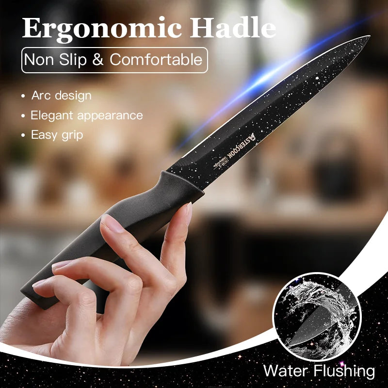 6-Piece Kitchen Knife Set with Blade Guards – German High Carbon Stainless Steel