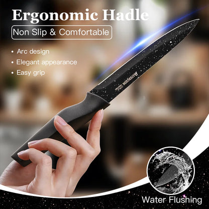 6-Piece Kitchen Knife Set with Blade Guards – German High Carbon Stainless Steel