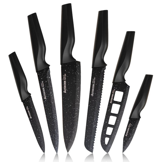 6-Piece Kitchen Knife Set with Blade Guards – German High Carbon Stainless Steel