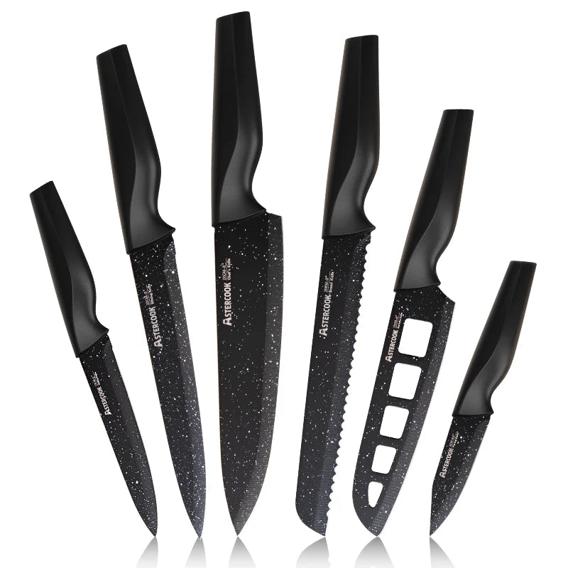 6PCS/ Astercook Knife Set, star Kitchen Knives Sets with Blade Guards, Dishwasher Safe, German High Carbon Stainless Steel