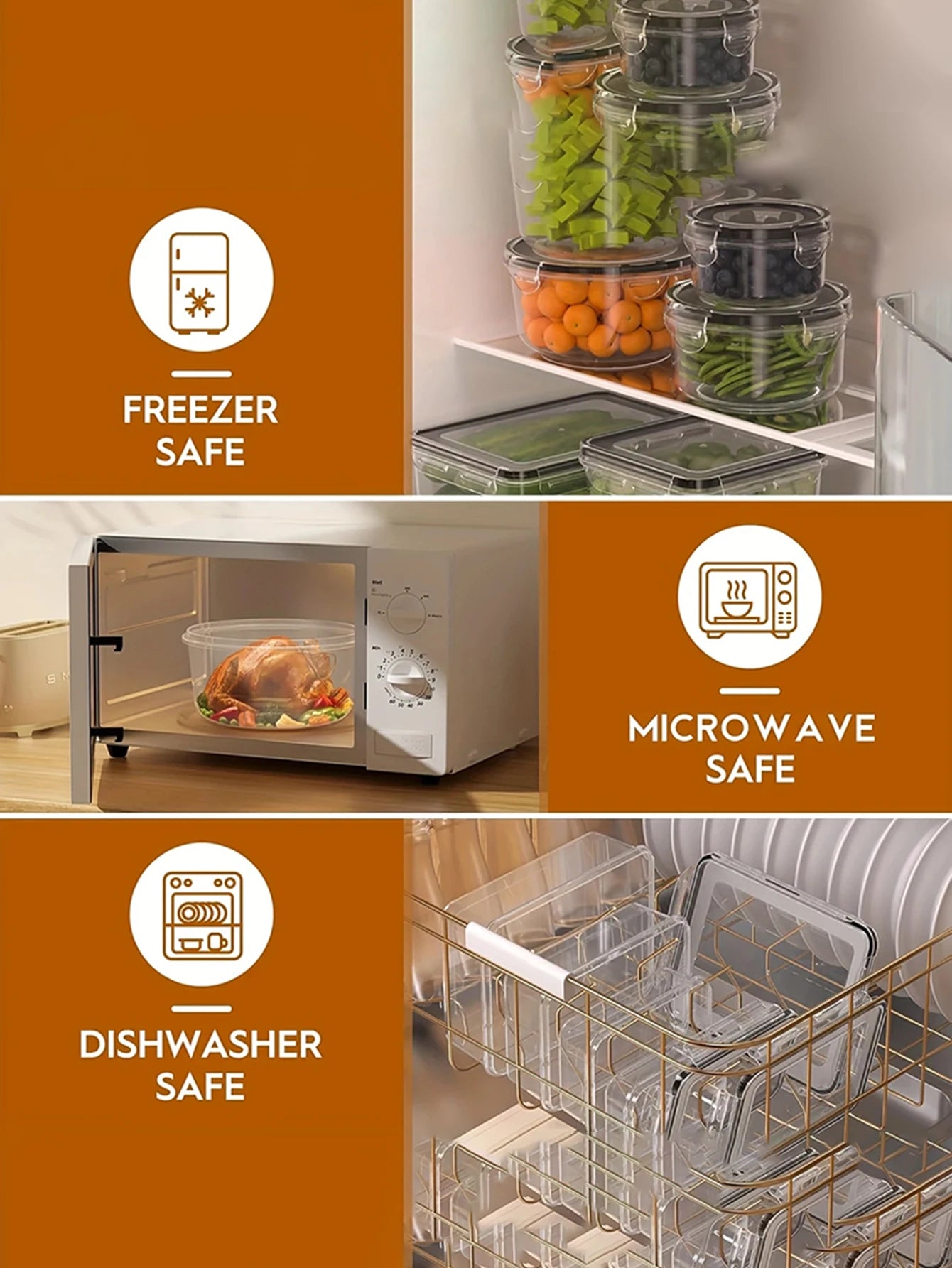 24pcs Refrigerator Sealed Jar, Microwaveable, Transparent Food Storage Container, Kitchen Organizer Box, Lunch Box