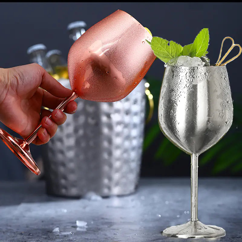 Stainless Steel Wine Glasses for Parties and Cocktails