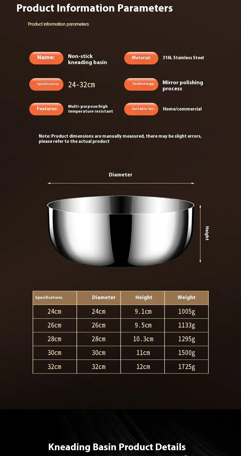 316 Stainless Steel Dough Basin