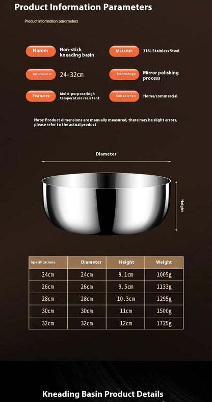316 Stainless Steel Dough Basin