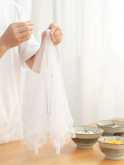 Foldable Food Cover, Fly-Proof Dining Table Cover (White, 42x22cm)