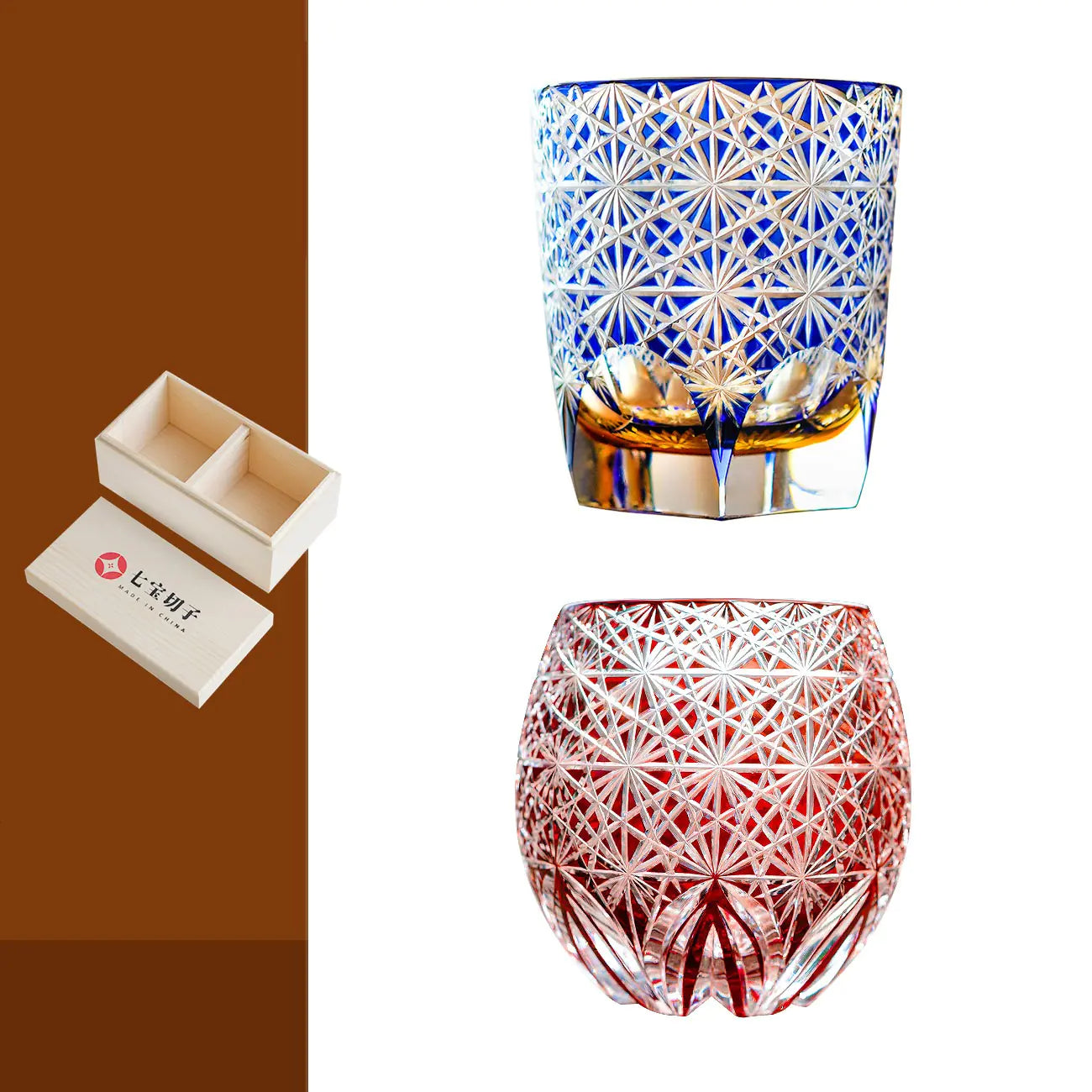 Japanese Hand Carved Crystal Glass