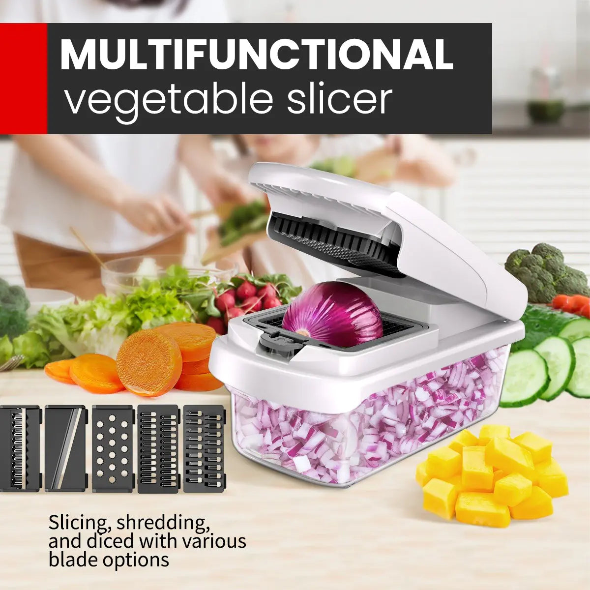 Multifunction Chopper 15-in-1 Multi-Function Vegetable Chopper | Slicer, Dicer & Kitchen Prep ...