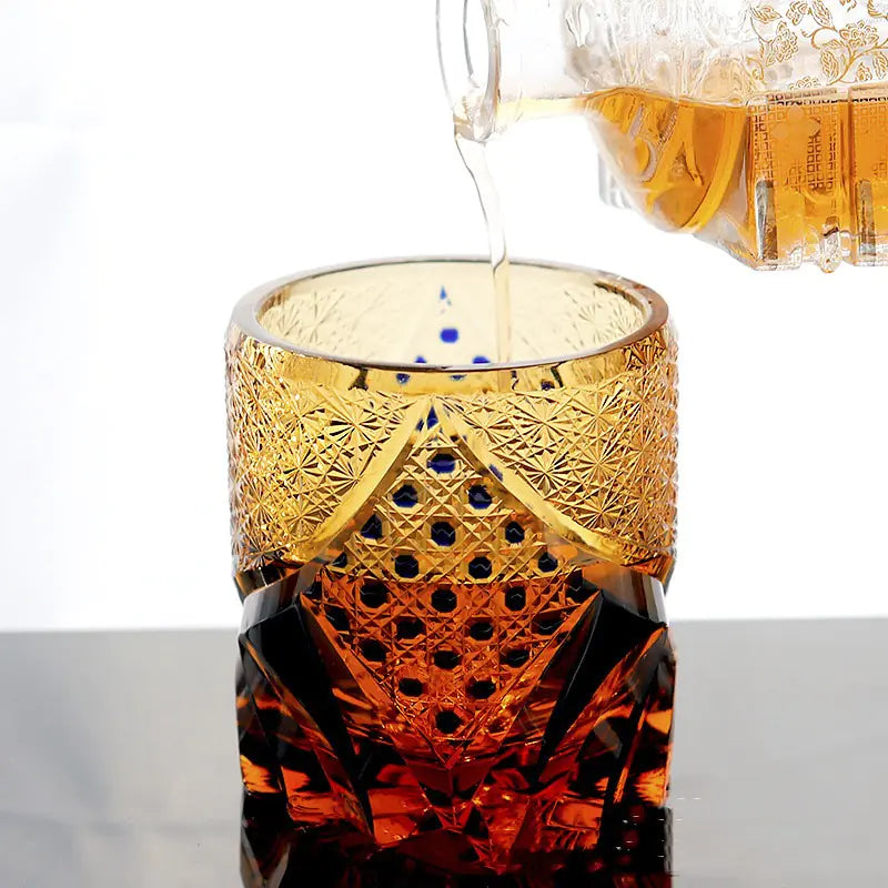Hand Carved Crystal Whiskey Glass