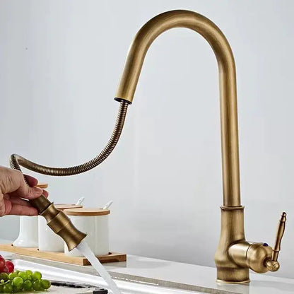 Copper Pull-Down Antique Kitchen Sink Faucet