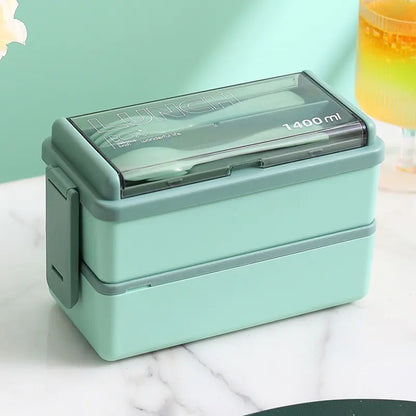 Microwavable Double Layer Plastic Lunch Box Set