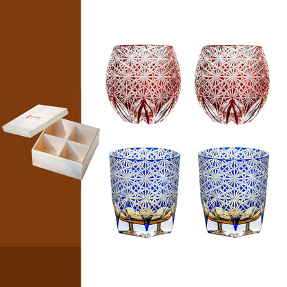 Japanese Hand Carved Crystal Glass
