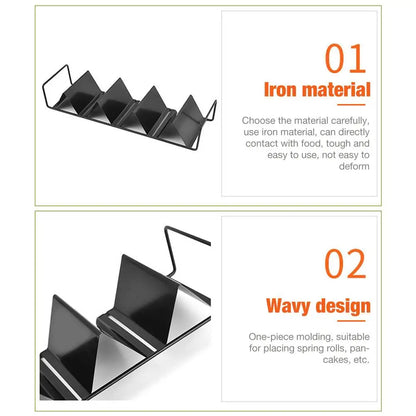 Stainless Steel Tacos Holder Frame Mexican W-shaped Pancake Rack Corn Hot Dog Spring Roll Rack Iron Tray Plate Cake Toast Holder