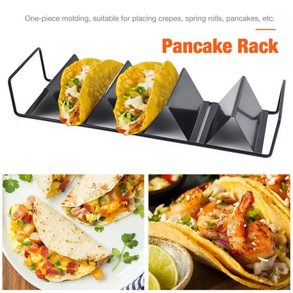 Stainless Steel Tacos Holder Frame Mexican W-shaped Pancake Rack Corn Hot Dog Spring Roll Rack Iron Tray Plate Cake Toast Holder