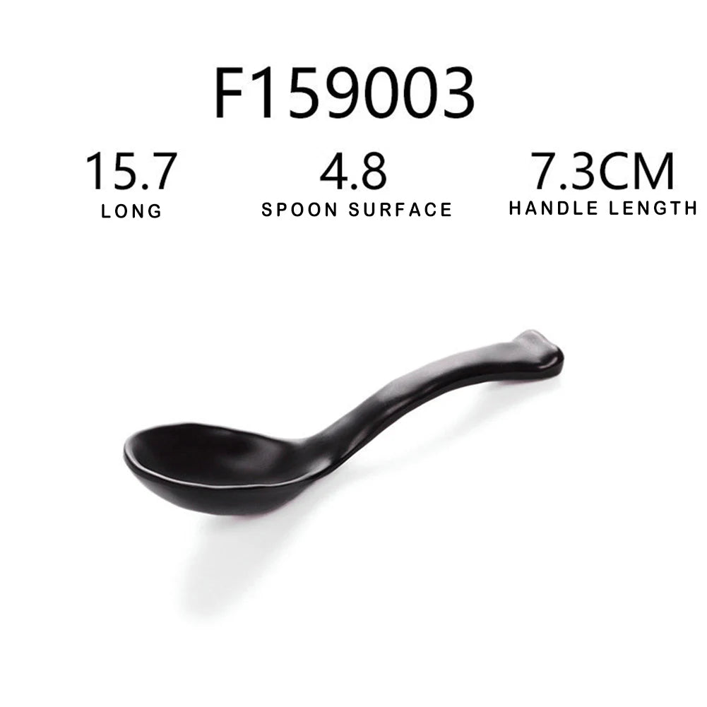 Japanese Soup Spoon – Black Frosted Plastic Ramen & Porridge Spoon, Heat-Resistant Soup Bowl Spoon for Home & Restaurant Use