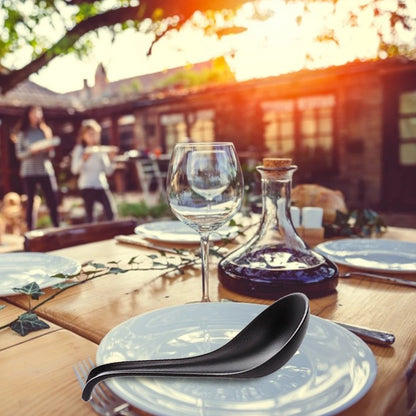 Japanese Soup Spoon – Black Frosted Plastic Ramen & Porridge Spoon, Heat-Resistant Soup Bowl Spoon for Home & Restaurant Use