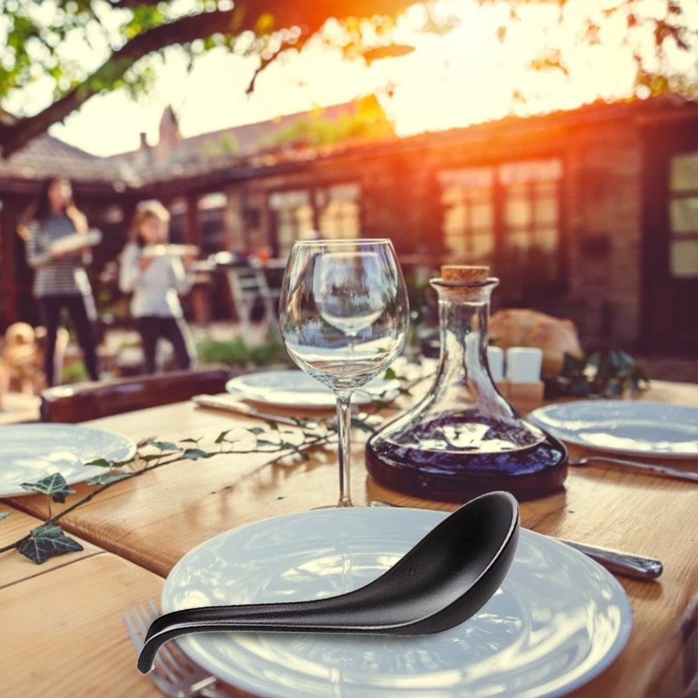 Japanese Soup Spoon Plastic Bowl Soup Porridge Spoon Hot Kitchen Accessories Black Frosted Soup Spoon For Home Restaurant