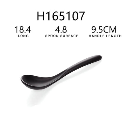 Japanese Soup Spoon – Black Frosted Plastic Ramen & Porridge Spoon, Heat-Resistant Soup Bowl Spoon for Home & Restaurant Use