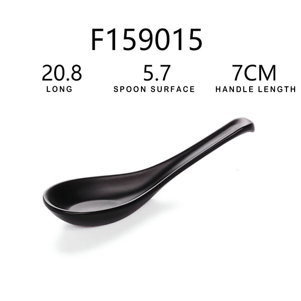 Japanese Soup Spoon – Black Frosted Plastic Ramen & Porridge Spoon, Heat-Resistant Soup Bowl Spoon for Home & Restaurant Use