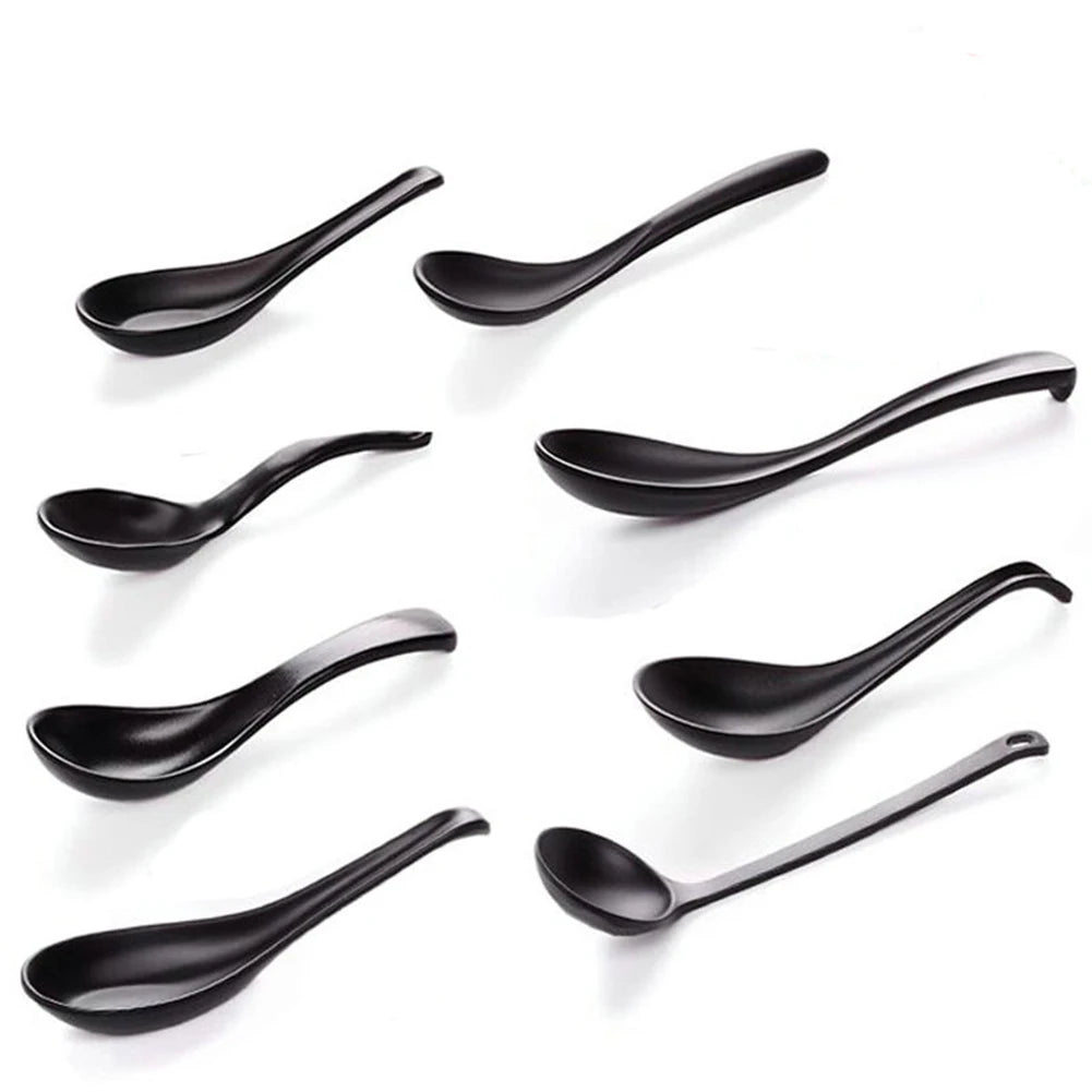 Japanese Soup Spoon Plastic Bowl Soup Porridge Spoon Hot Kitchen Accessories Black Frosted Soup Spoon For Home Restaurant