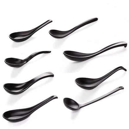 Japanese Soup Spoon Plastic Bowl Soup Porridge Spoon Hot Kitchen Accessories Black Frosted Soup Spoon For Home Restaurant
