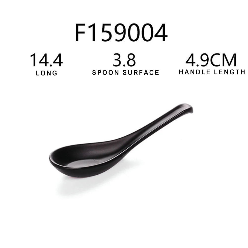 Japanese Soup Spoon – Black Frosted Plastic Ramen & Porridge Spoon, Heat-Resistant Soup Bowl Spoon for Home & Restaurant Use