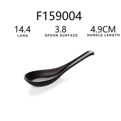 Japanese Soup Spoon – Black Frosted Plastic Ramen & Porridge Spoon, Heat-Resistant Soup Bowl Spoon for Home & Restaurant Use
