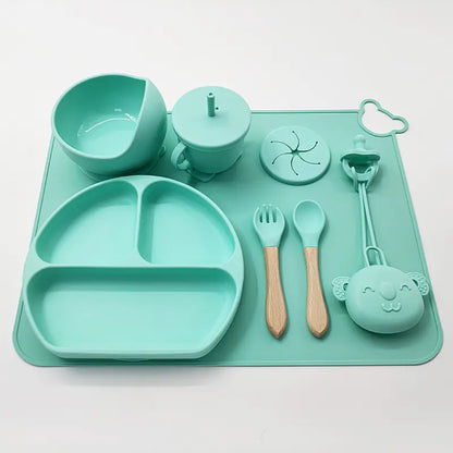 Silicone Baby Feeding Set with Mat and Utensils