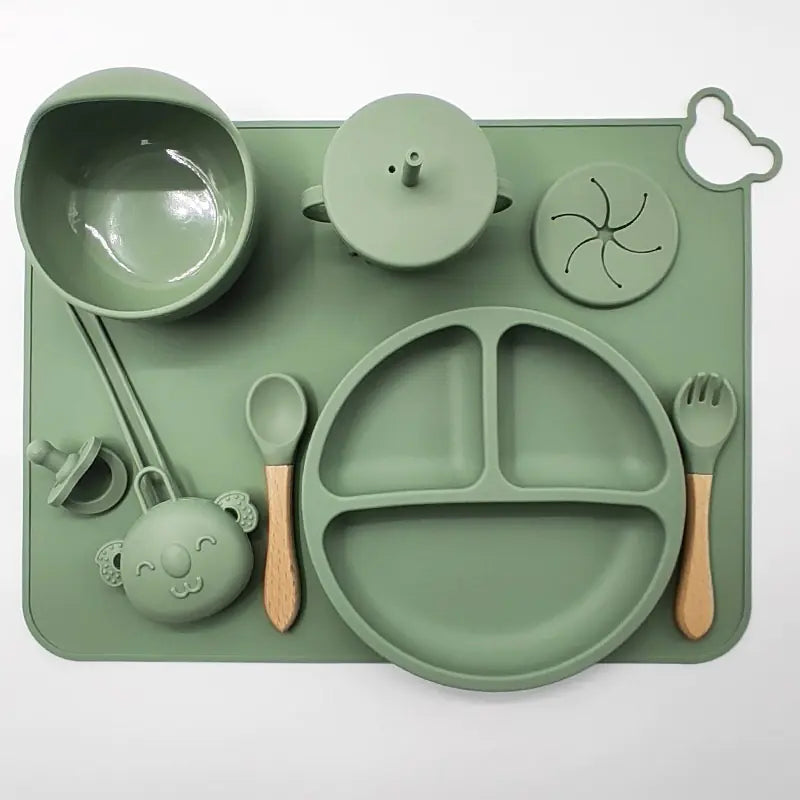 Silicone Baby Feeding Set with Mat and Utensils