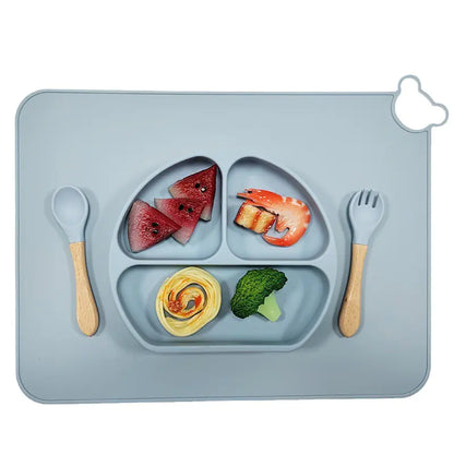 Silicone Baby Feeding Set with Mat and Utensils