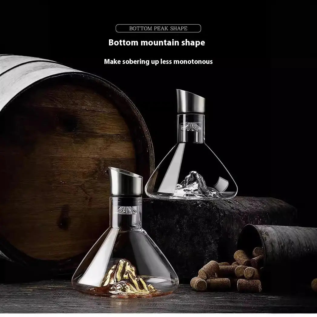 Blue Gold Mountain Waterfall Decanter With Lid